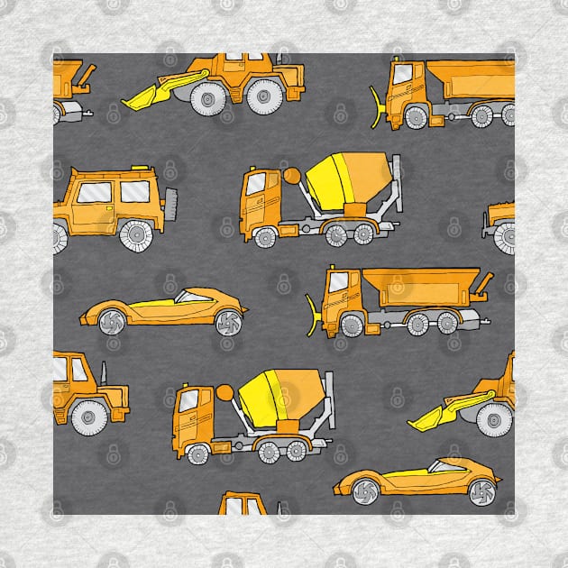 Vehicles orange on gray by kobyakov